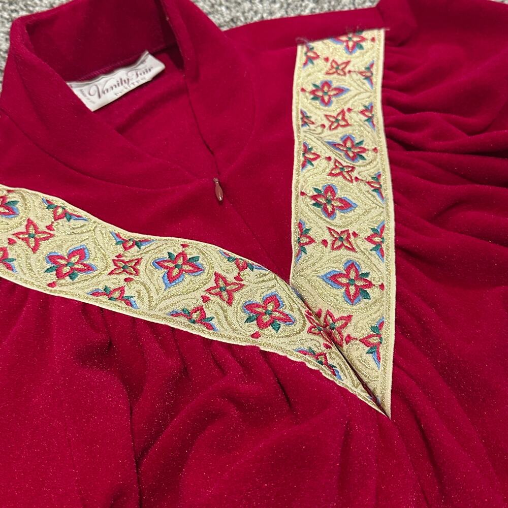 VANITY FAIR PETITES Vintage Half Zip Up Long Sleeve Winter Nightgown Robe Size M - Picture 7 of 8